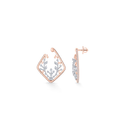 Vine Glow Diamond & Gold Stud Earrings for Women
