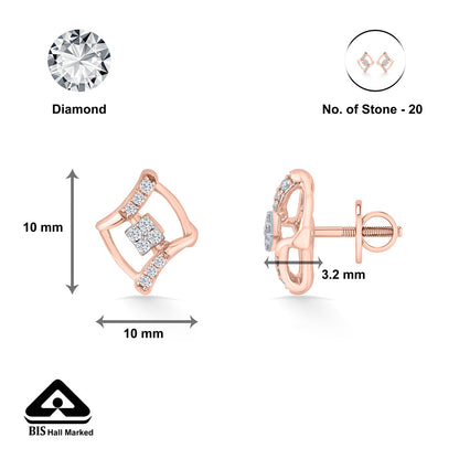 Regal Outline Diamond & Gold Stud Earrings for Women