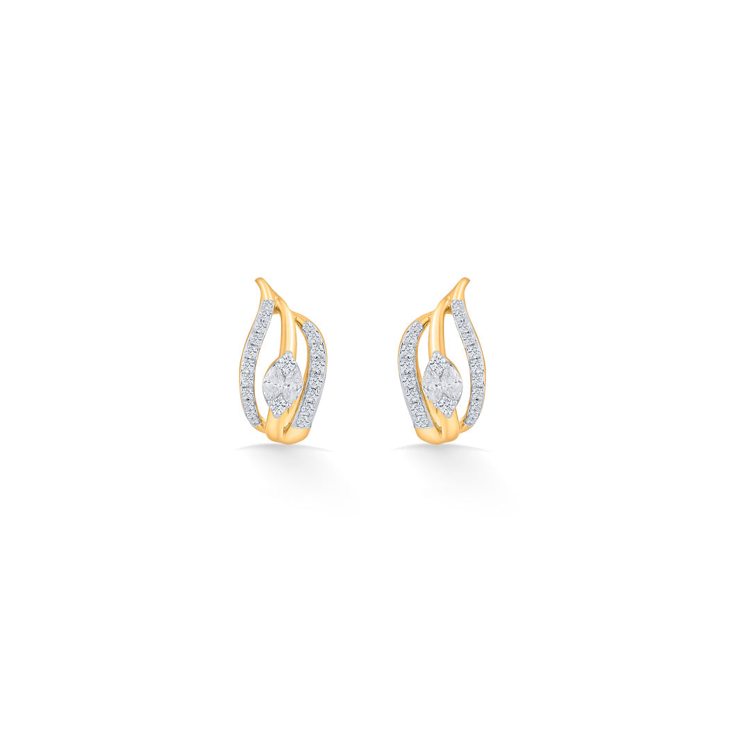 Wave Glow Diamond & Gold Hoops & Huggies Earrings for Women