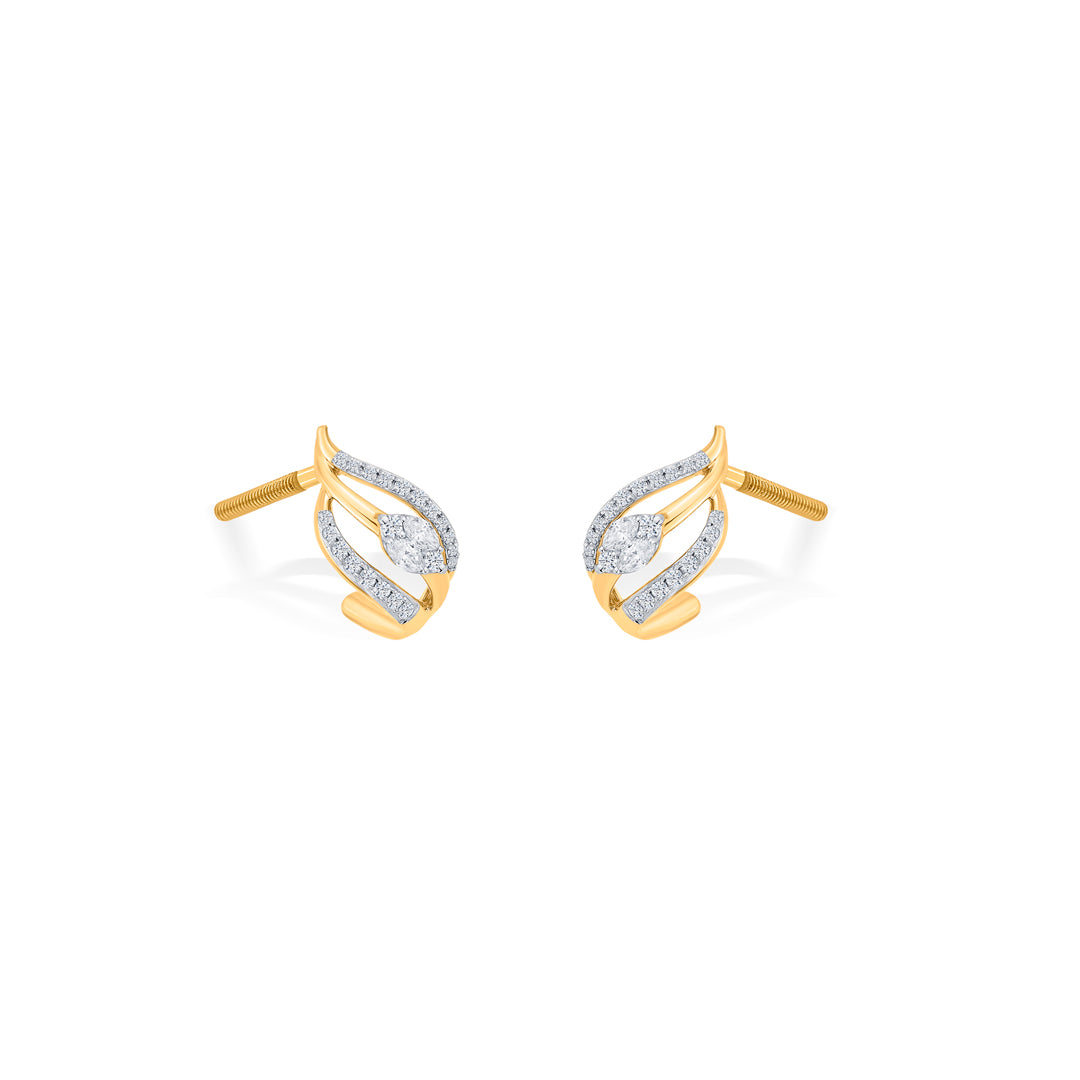 Wave Glow Diamond & Gold Hoops & Huggies Earrings for Women