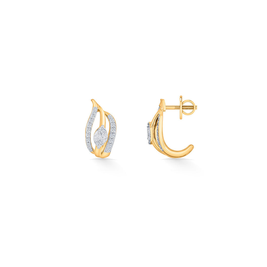 Wave Glow Diamond & Gold Hoops & Huggies Earrings for Women
