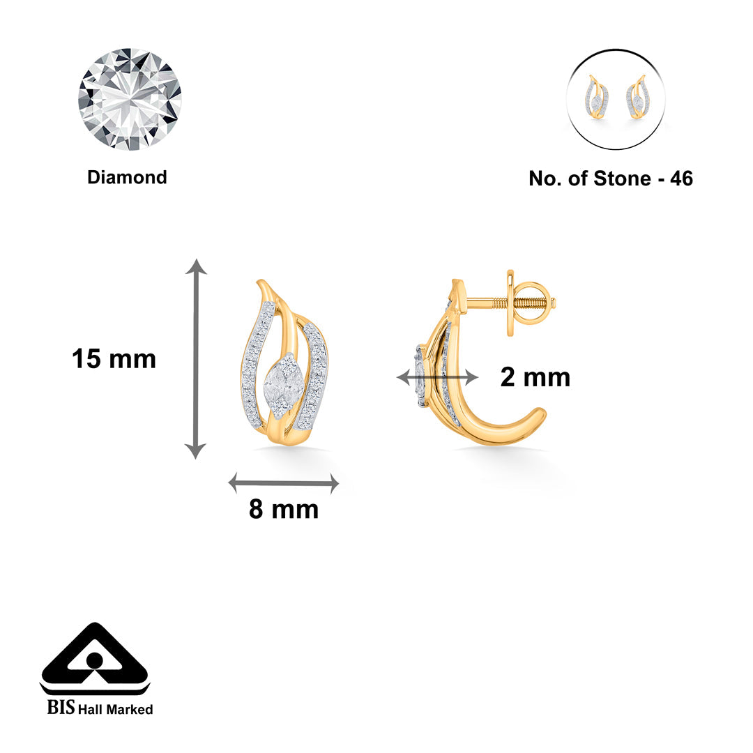 Wave Glow Diamond & Gold Hoops & Huggies Earrings for Women