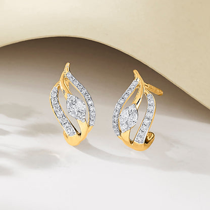 Wave Glow Diamond & Gold Hoops & Huggies Earrings for Women