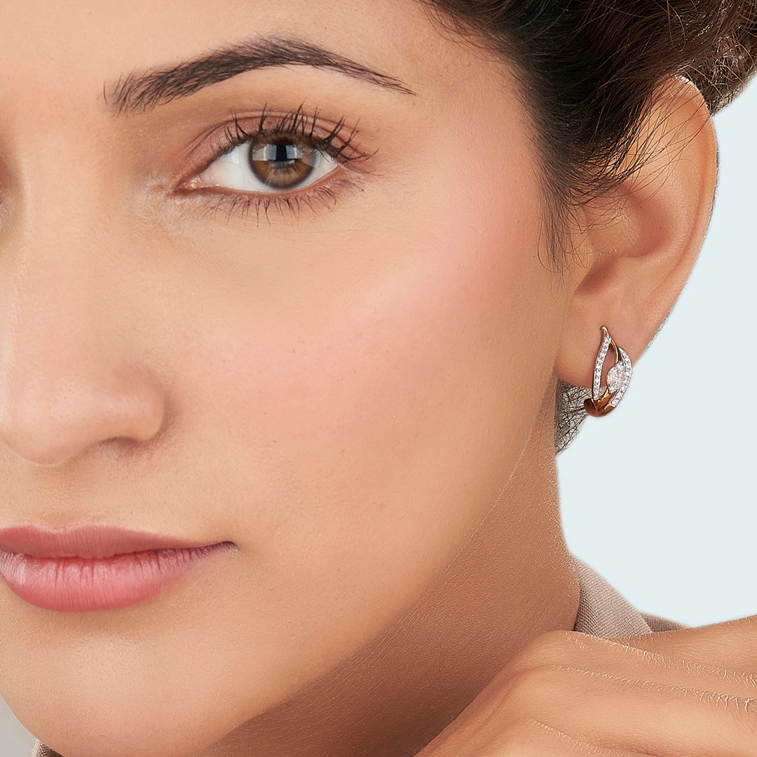 Wave Glow Diamond & Gold Hoops & Huggies Earrings for Women