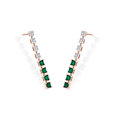 Emerald Cascade Diamond & Gold Drops & Danglers Earrings for Women