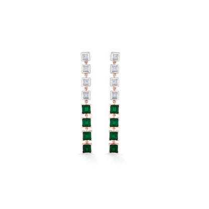 Emerald Cascade Diamond & Gold Drops & Danglers Earrings for Women