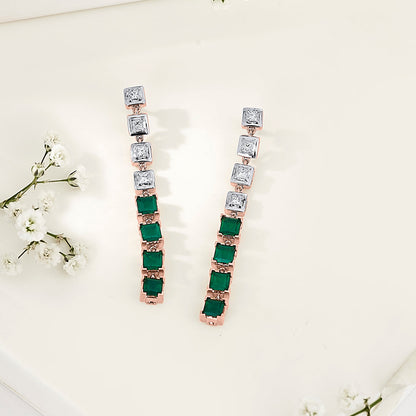 Emerald Cascade Diamond & Gold Drops & Danglers Earrings for Women