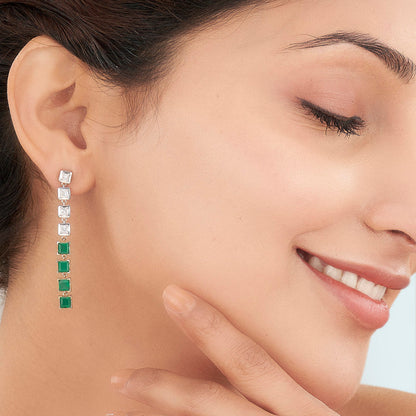 Emerald Cascade Diamond & Gold Drops & Danglers Earrings for Women