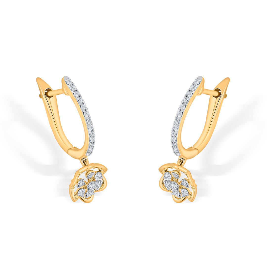 Star Blossom Diamond & Gold Hoops & Huggies Earrings for Women