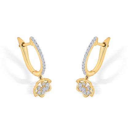 Star Blossom Diamond & Gold Hoops & Huggies Earrings for Women