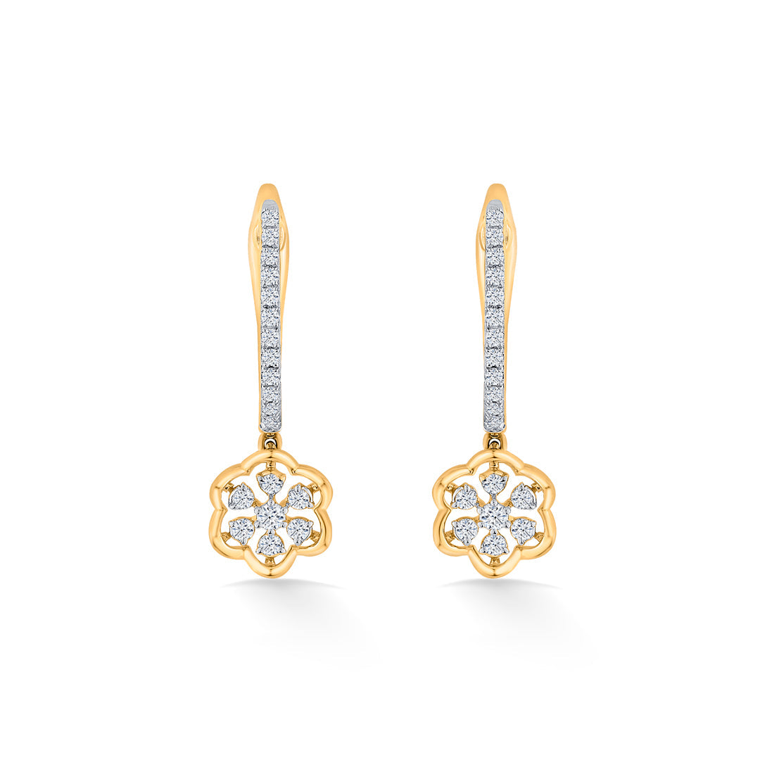 Star Blossom Diamond & Gold Hoops & Huggies Earrings for Women