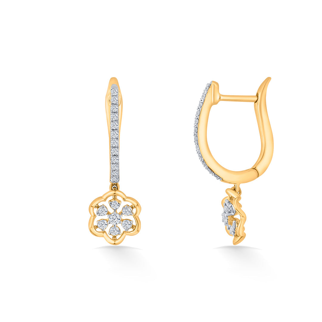 Star Blossom Diamond & Gold Hoops & Huggies Earrings for Women