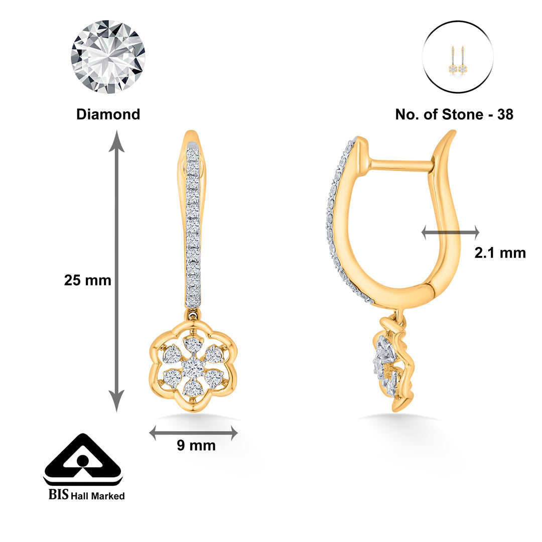 Star Blossom Diamond & Gold Hoops & Huggies Earrings for Women
