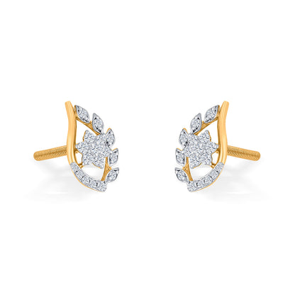 Ornate Bloom Diamond & Gold Stud Earrings for Women