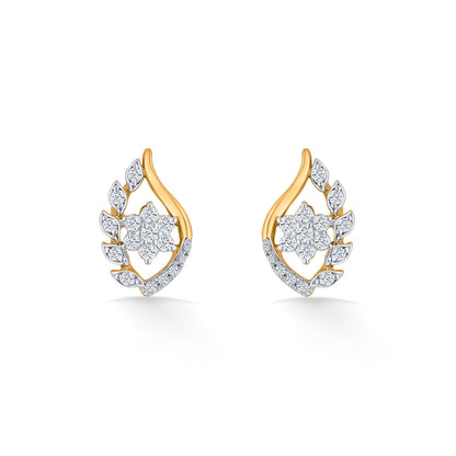 Ornate Bloom Diamond & Gold Stud Earrings for Women