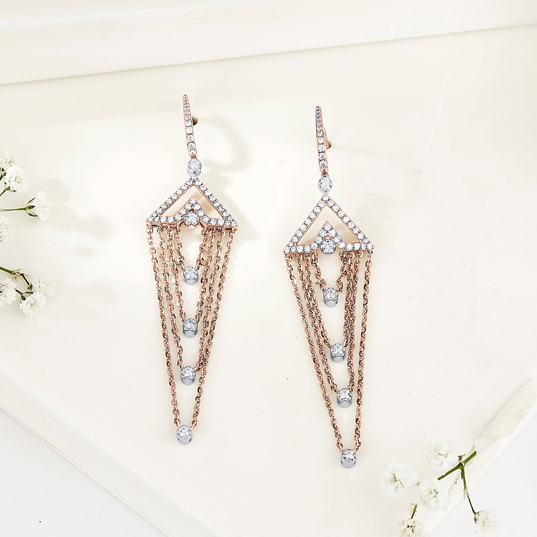 Grace Cascade Diamond & Gold Drops & Danglers Earrings for Women