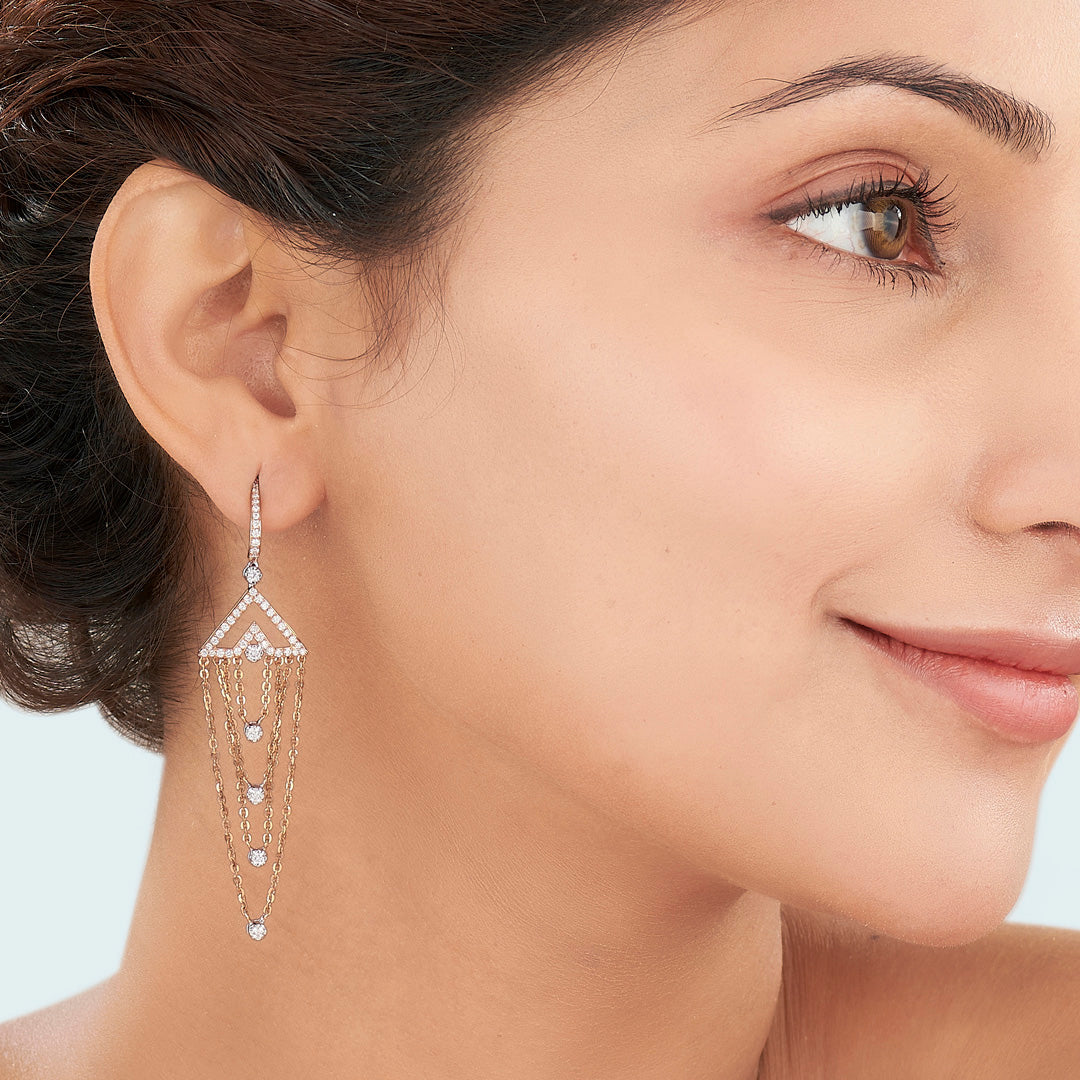 Grace Cascade Diamond & Gold Drops & Danglers Earrings for Women