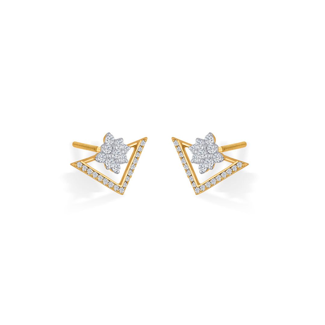 Trio Spark Diamond & Gold Stud Earrings for Women