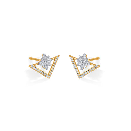 Trio Spark Diamond & Gold Stud Earrings for Women