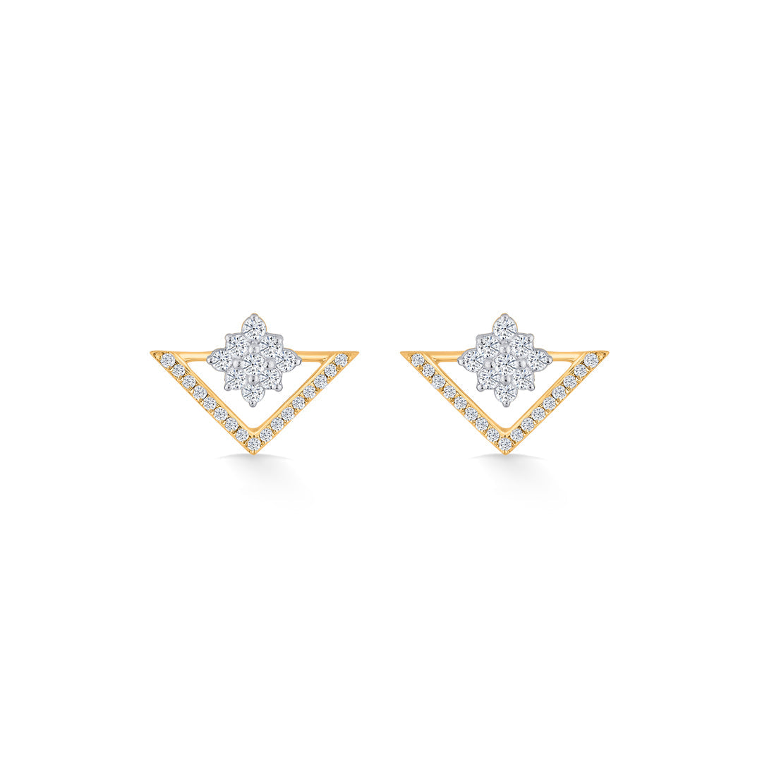 Trio Spark Diamond & Gold Stud Earrings for Women