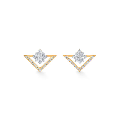 Trio Spark Diamond & Gold Stud Earrings for Women