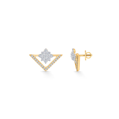 Trio Spark Diamond & Gold Stud Earrings for Women