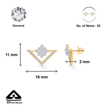Trio Spark Diamond & Gold Stud Earrings for Women