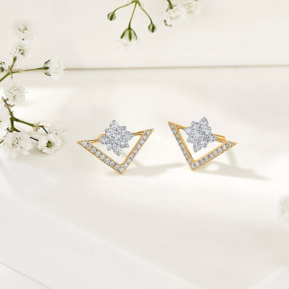 Trio Spark Diamond & Gold Stud Earrings for Women