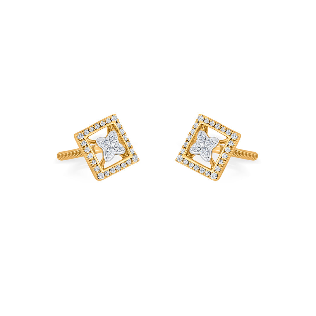 Regal Haven Diamond & Gold Stud Earrings for Women