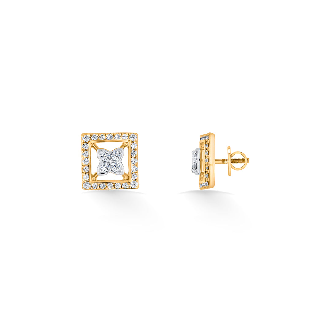Regal Haven Diamond & Gold Stud Earrings for Women
