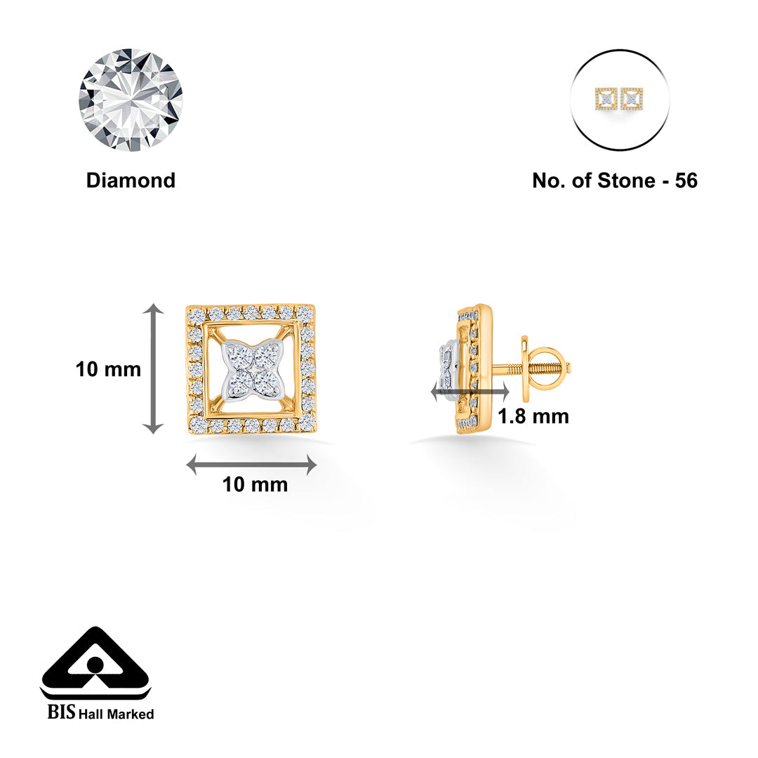 Regal Haven Diamond & Gold Stud Earrings for Women