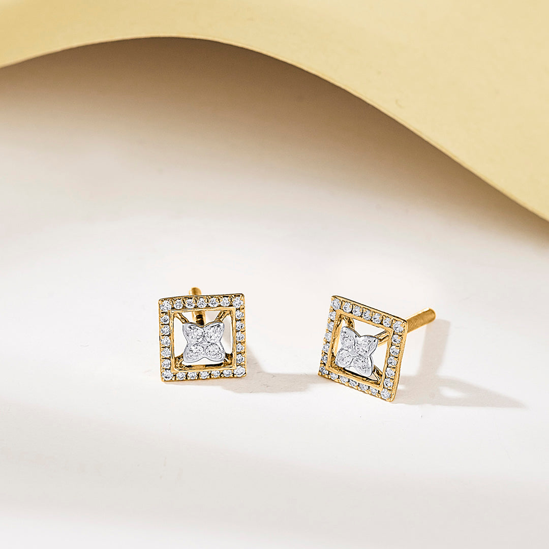 Regal Haven Diamond & Gold Stud Earrings for Women
