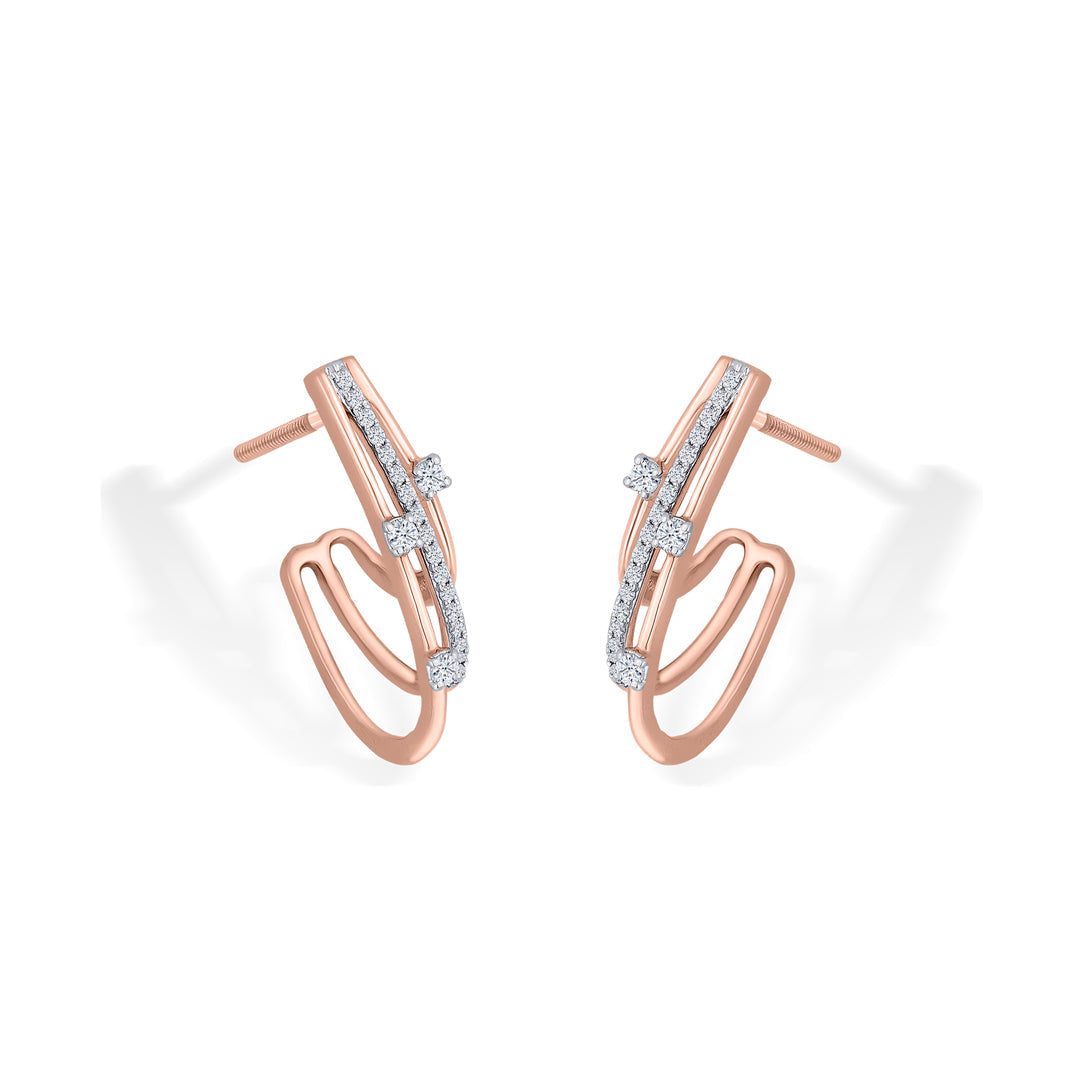Gleaming Strands Diamond & Gold Hoops & Huggies Earrings for Women