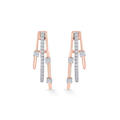 Gleaming Strands Diamond & Gold Hoops & Huggies Earrings for Women