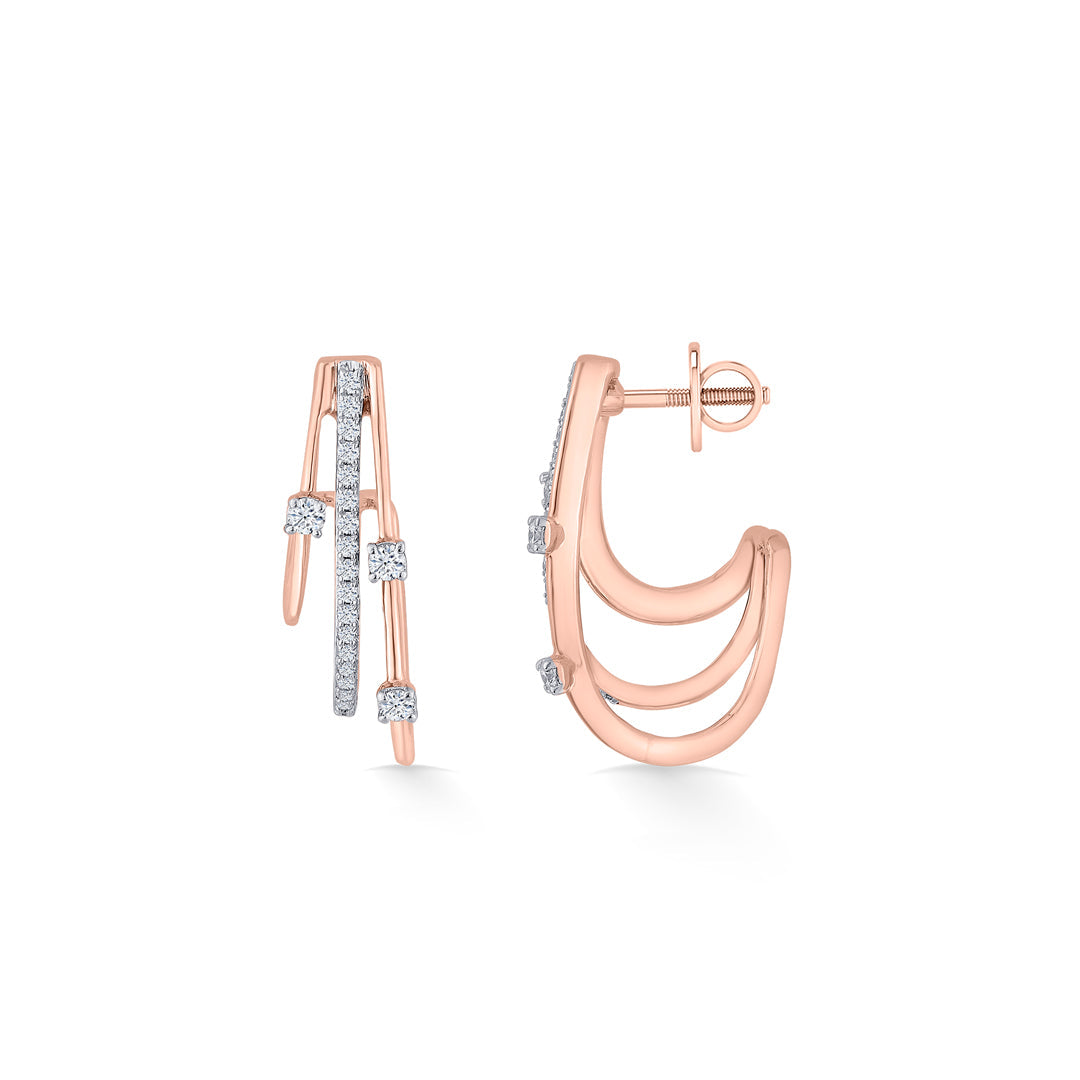 Gleaming Strands Diamond & Gold Hoops & Huggies Earrings for Women