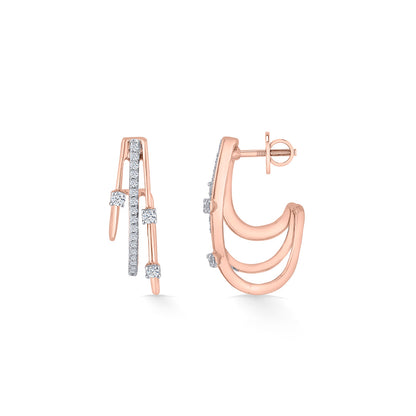 Gleaming Strands Diamond & Gold Hoops & Huggies Earrings for Women
