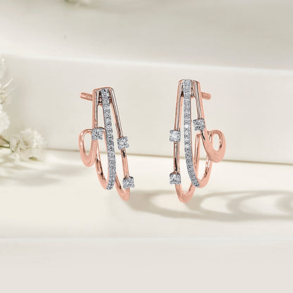 Gleaming Strands Diamond & Gold Hoops & Huggies Earrings for Women