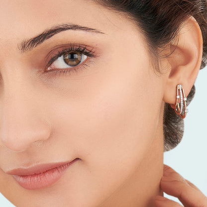 Gleaming Strands Diamond & Gold Hoops & Huggies Earrings for Women