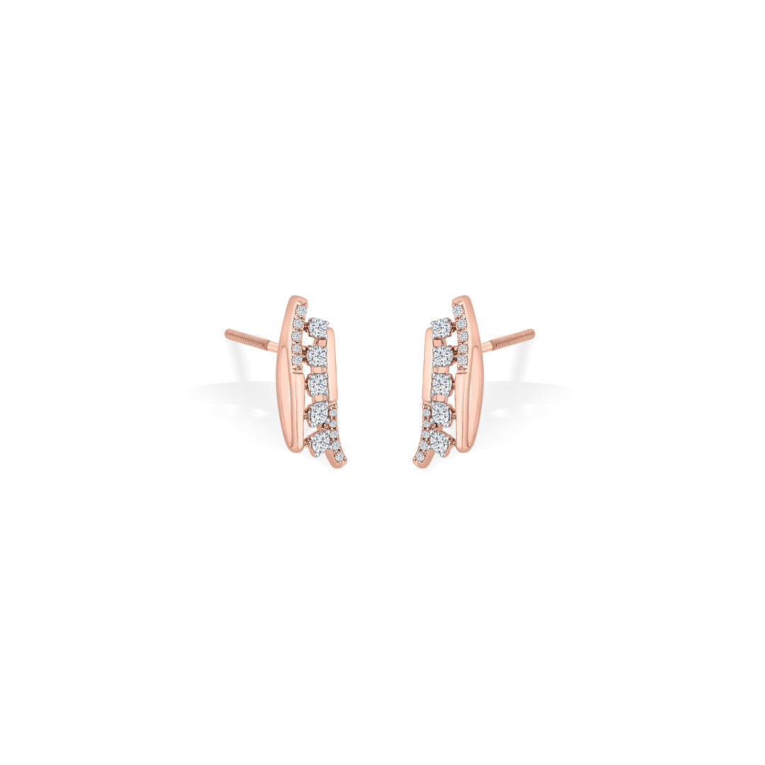 Ascend Glow Diamond & Gold Stud Earrings for Women