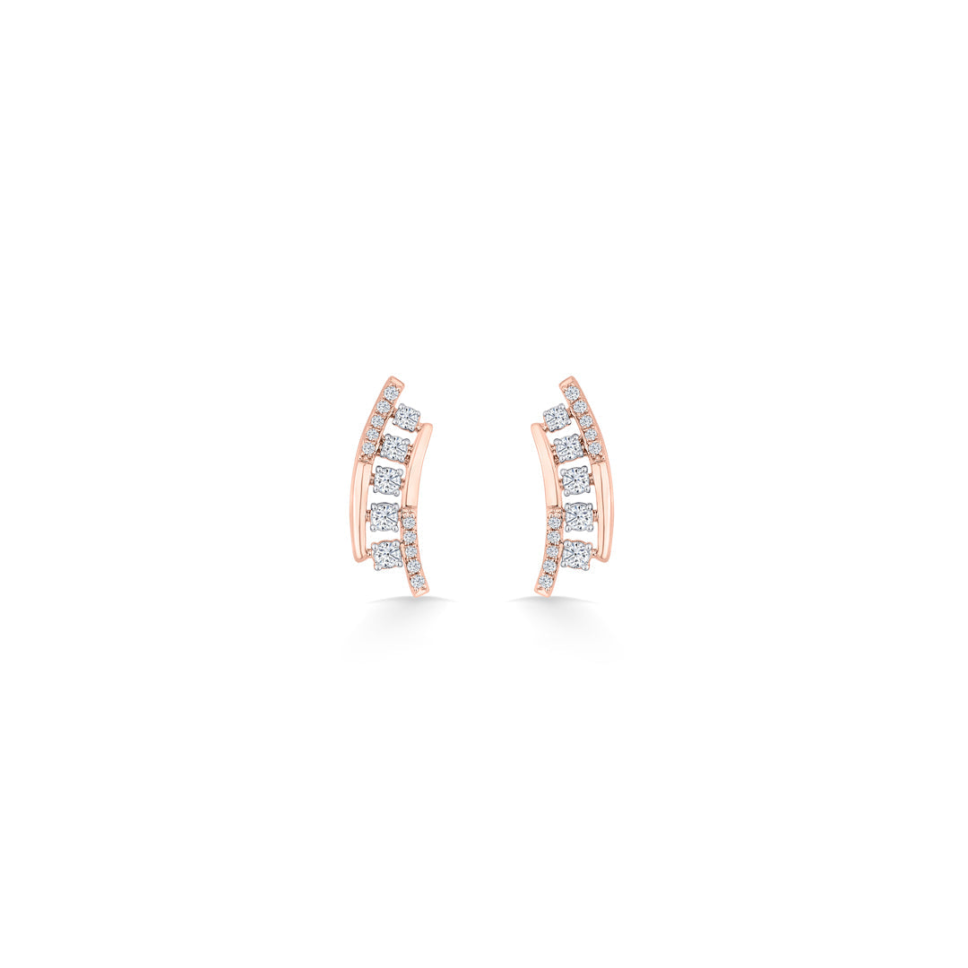 Ascend Glow Diamond & Gold Stud Earrings for Women