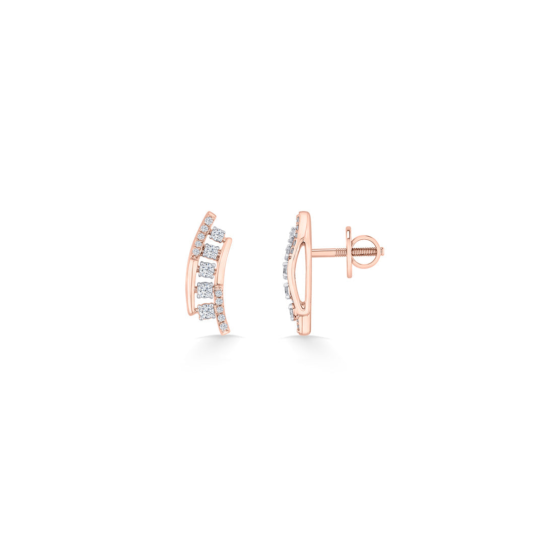 Ascend Glow Diamond & Gold Stud Earrings for Women