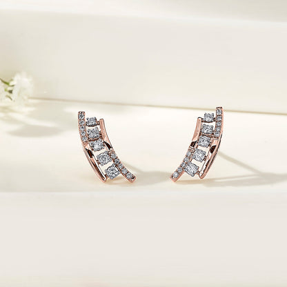 Ascend Glow Diamond & Gold Stud Earrings for Women