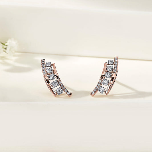 Ascend Glow Diamond & Gold Stud Earrings for Women