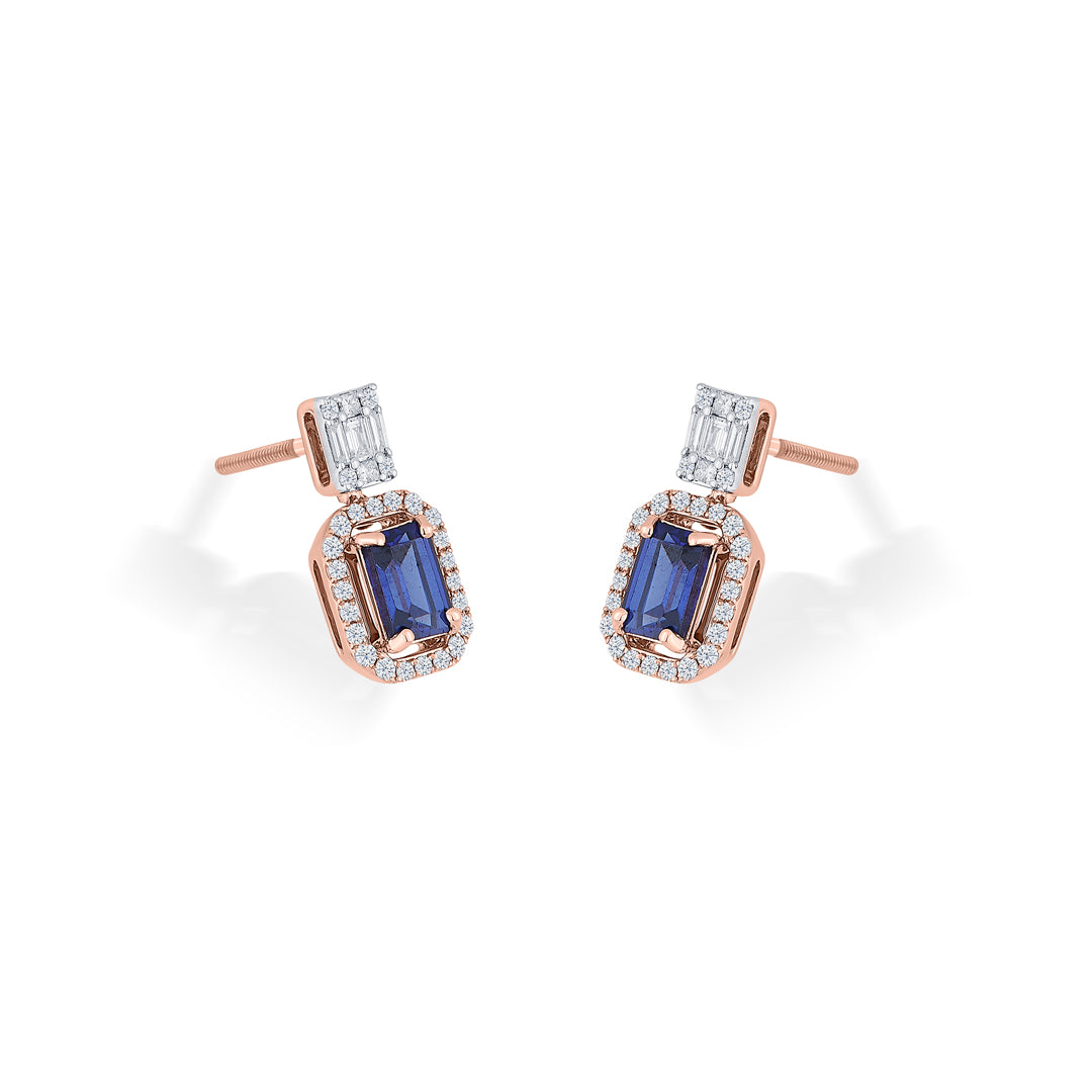 Sapphire Elegance Diamond & Gold Drops & Danglers Earrings for Women