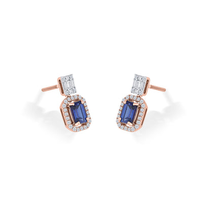 Sapphire Elegance Diamond & Gold Drops & Danglers Earrings for Women
