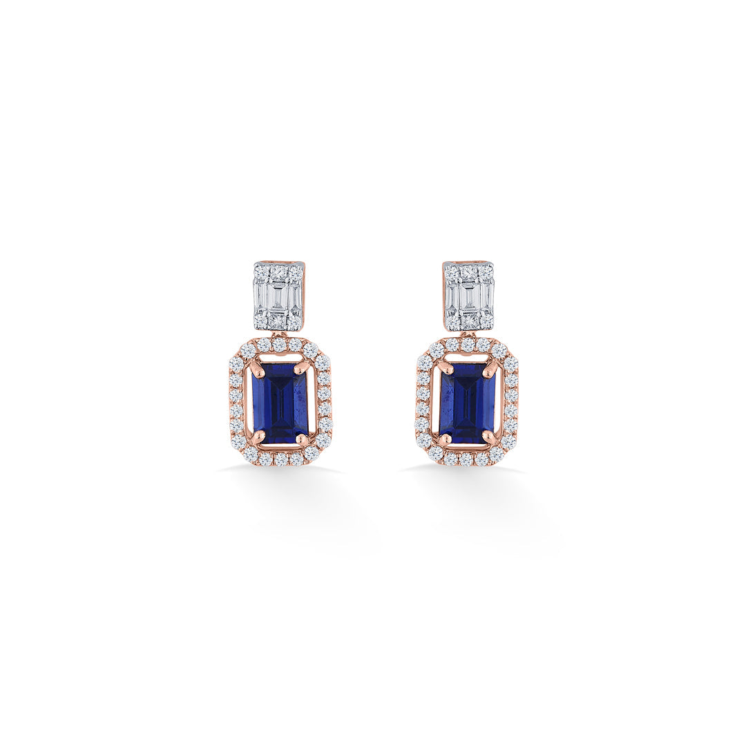 Sapphire Elegance Diamond & Gold Drops & Danglers Earrings for Women