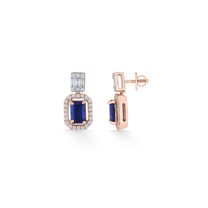 Sapphire Elegance Diamond & Gold Drops & Danglers Earrings for Women
