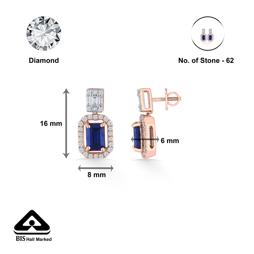 Sapphire Elegance Diamond & Gold Drops & Danglers Earrings for Women