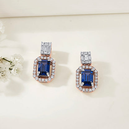 Sapphire Elegance Diamond & Gold Drops & Danglers Earrings for Women