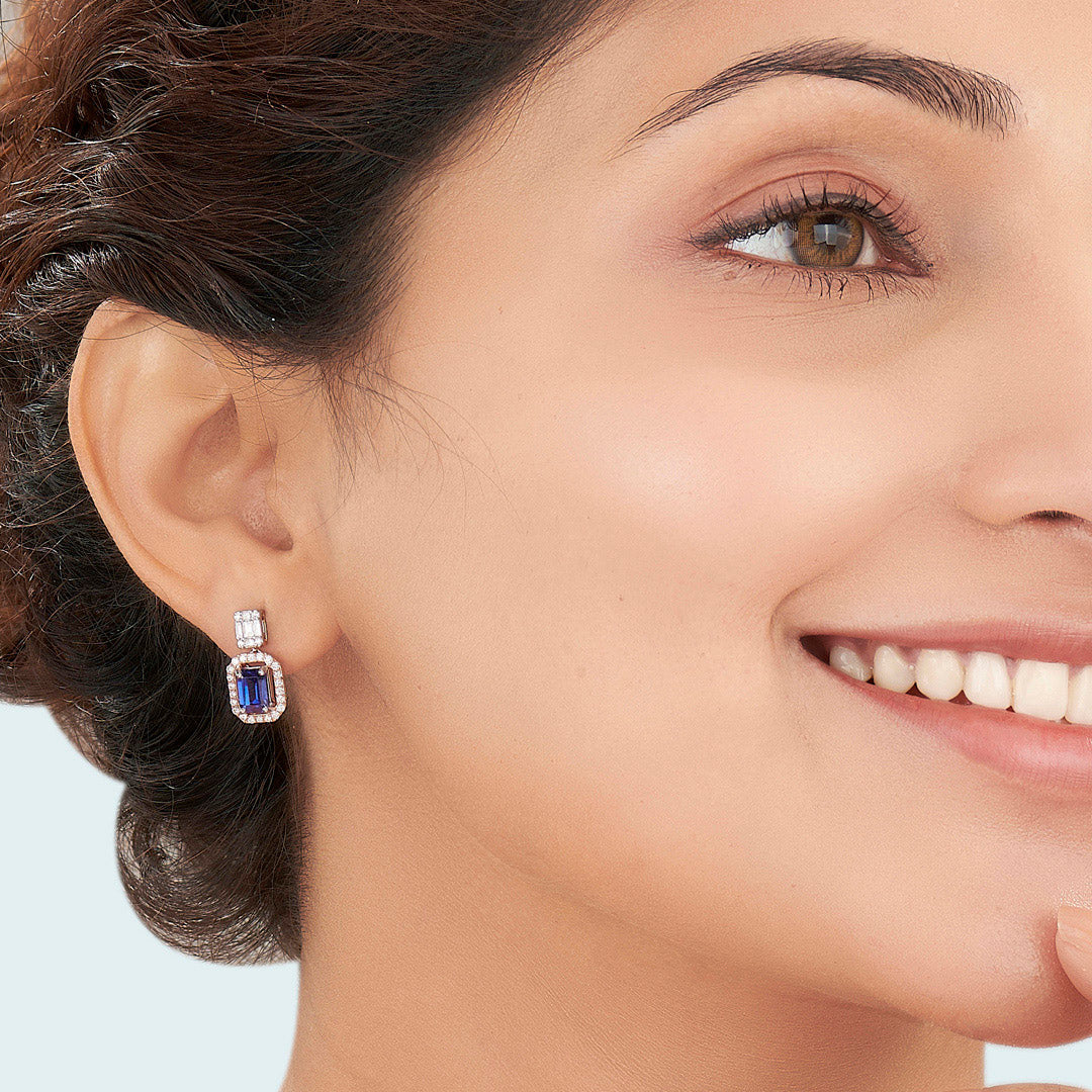 Sapphire Elegance Diamond & Gold Drops & Danglers Earrings for Women
